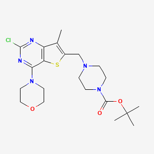molecular formula C21H30ClN5O3S B3333286 Tert-butyl 4-((2-chloro-7-methyl-4-morpholinothieno[3,2-d]pyrimidin-6-yl)methyl)piperazine-1-carboxylate CAS No. 956034-69-8