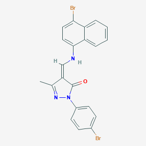 molecular formula C21H15Br2N3O B333329 (4Z)-4-[[(4-bromonaphthalen-1-yl)amino]methylidene]-2-(4-bromophenyl)-5-methylpyrazol-3-one 