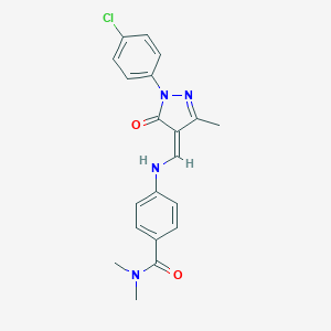 4-[[(Z)-[1-(4-chlorophenyl)-3-methyl-5-oxopyrazol-4-ylidene]methyl]amino]-N,N-dimethylbenzamide