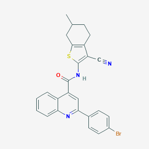 molecular formula C26H20BrN3OS B333333 2-(4-bromophenyl)-N-(3-cyano-6-methyl-4,5,6,7-tetrahydro-1-benzothiophen-2-yl)quinoline-4-carboxamide 