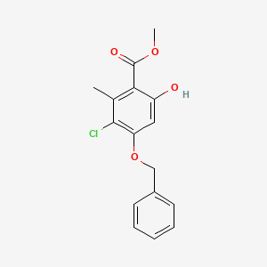 molecular formula C16H15ClO4 B3333351 Methyl 4-(benzyloxy)-3-chloro-6-hydroxy-2-methylbenzoate CAS No. 96682-19-8