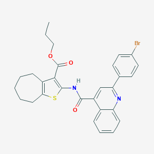 molecular formula C29H27BrN2O3S B333336 propyl 2-({[2-(4-bromophenyl)quinolin-4-yl]carbonyl}amino)-5,6,7,8-tetrahydro-4H-cyclohepta[b]thiophene-3-carboxylate 