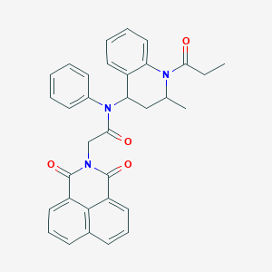 molecular formula C33H29N3O4 B333337 2-(1,3-dioxo-1H-benzo[de]isoquinolin-2(3H)-yl)-N-(2-methyl-1-propionyl-1,2,3,4-tetrahydro-4-quinolinyl)-N-phenylacetamide 