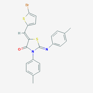 molecular formula C22H17BrN2OS2 B333342 5-[(5-Bromo-2-thienyl)methylene]-3-(4-methylphenyl)-2-[(4-methylphenyl)imino]-1,3-thiazolidin-4-one 