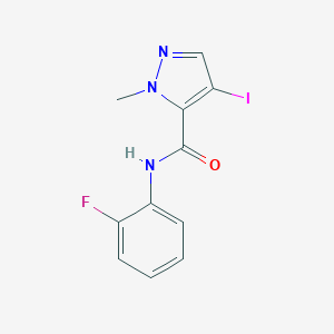 molecular formula C11H9FIN3O B333346 N-(2-fluorophenyl)-4-iodo-1-methyl-1H-pyrazole-5-carboxamide 