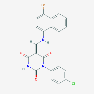 (5Z)-5-[[(4-bromonaphthalen-1-yl)amino]methylidene]-1-(4-chlorophenyl)-1,3-diazinane-2,4,6-trione