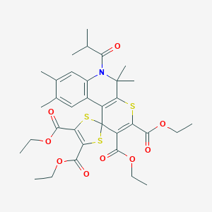 molecular formula C34H41NO9S3 B333359 Tetraethyl 5',5',8',9'-tetramethyl-6'-(2-methylpropanoyl)-5',6'-dihydrospiro[1,3-dithiole-2,1'-thiopyrano[2,3-c]quinoline]-2',3',4,5-tetracarboxylate 