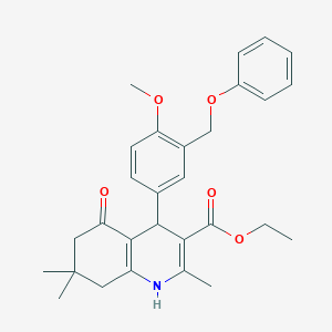 molecular formula C29H33NO5 B333361 Ethyl 4-[4-methoxy-3-(phenoxymethyl)phenyl]-2,7,7-trimethyl-5-oxo-1,4,5,6,7,8-hexahydro-3-quinolinecarboxylate 