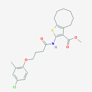 molecular formula C23H28ClNO4S B333380 Methyl 2-{[4-(4-chloro-2-methylphenoxy)butanoyl]amino}-4,5,6,7,8,9-hexahydrocycloocta[b]thiophene-3-carboxylate 