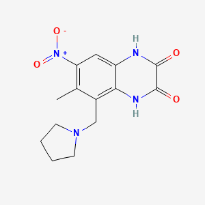 molecular formula C14H16N4O4 B3333820 2,3-喹喔啉二酮，1,4-二氢-6-甲基-7-硝基-5-(1-吡咯烷基甲基)- CAS No. 186268-07-5