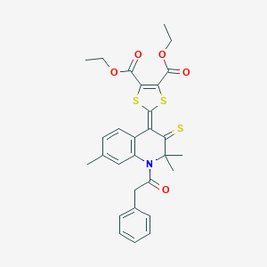 molecular formula C29H29NO5S3 B333384 diethyl 2-(2,2,7-trimethyl-1-(phenylacetyl)-3-thioxo-2,3-dihydro-4(1H)-quinolinylidene)-1,3-dithiole-4,5-dicarboxylate 