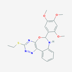 molecular formula C21H22N4O4S B333385 3-(Ethylsulfanyl)-6-(2,4,5-trimethoxyphenyl)-6,7-dihydro[1,2,4]triazino[5,6-d][3,1]benzoxazepine 