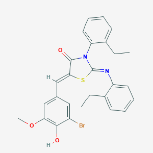 molecular formula C27H25BrN2O3S B333387 5-(3-Bromo-4-hydroxy-5-methoxybenzylidene)-3-(2-ethylphenyl)-2-[(2-ethylphenyl)imino]-1,3-thiazolidin-4-one 