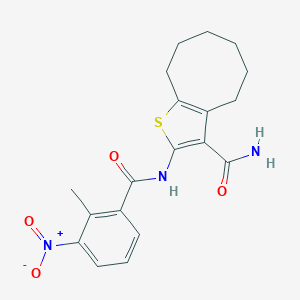 molecular formula C19H21N3O4S B333389 2-({3-Nitro-2-methylbenzoyl}amino)-4,5,6,7,8,9-hexahydrocycloocta[b]thiophene-3-carboxamide 