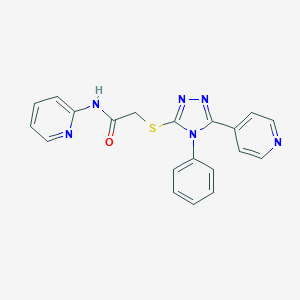 molecular formula C20H16N6OS B333393 2-{[4-phenyl-5-(4-pyridinyl)-4H-1,2,4-triazol-3-yl]sulfanyl}-N-(2-pyridinyl)acetamide 