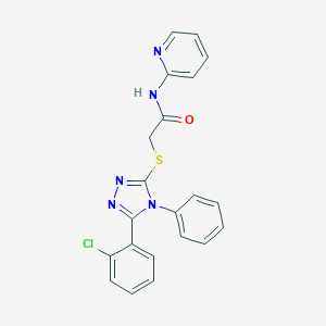 molecular formula C21H16ClN5OS B333398 2-{[5-(2-chlorophenyl)-4-phenyl-4H-1,2,4-triazol-3-yl]sulfanyl}-N-(2-pyridinyl)acetamide 