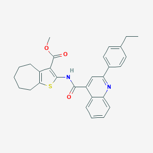 molecular formula C29H28N2O3S B333401 methyl 2-({[2-(4-ethylphenyl)-4-quinolinyl]carbonyl}amino)-5,6,7,8-tetrahydro-4H-cyclohepta[b]thiophene-3-carboxylate 