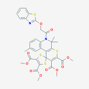 molecular formula C34H30N2O10S4 B333405 Tetramethyl 6'-[(1,3-benzothiazol-2-yloxy)acetyl]-5',5',9'-trimethyl-5',6'-dihydrospiro[1,3-dithiole-2,1'-thiopyrano[2,3-c]quinoline]-2',3',4,5-tetracarboxylate 