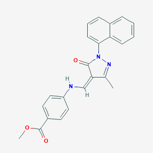molecular formula C23H19N3O3 B333406 methyl 4-[[(Z)-(3-methyl-1-naphthalen-1-yl-5-oxopyrazol-4-ylidene)methyl]amino]benzoate 