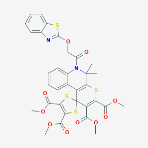 molecular formula C33H28N2O10S4 B333407 Tetramethyl 6'-[(1,3-benzothiazol-2-yloxy)acetyl]-5',5'-dimethyl-5',6'-dihydrospiro[1,3-dithiole-2,1'-thiopyrano[2,3-c]quinoline]-2',3',4,5-tetracarboxylate 