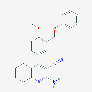 molecular formula C24H23N3O2 B333409 2-Amino-4-[4-methoxy-3-(phenoxymethyl)phenyl]-5,6,7,8-tetrahydroquinoline-3-carbonitrile 