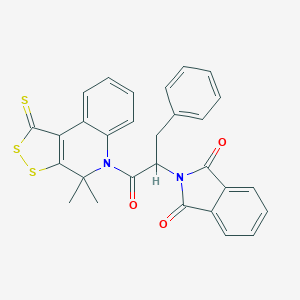 molecular formula C29H22N2O3S3 B333411 2-[1-(4,4-Dimethyl-1-sulfanylidenedithiolo[3,4-c]quinolin-5-yl)-1-oxo-3-phenylpropan-2-yl]isoindole-1,3-dione CAS No. 5713-18-8