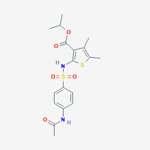 molecular formula C18H22N2O5S2 B333413 Propan-2-yl 2-[(4-acetamidophenyl)sulfonylamino]-4,5-dimethylthiophene-3-carboxylate 