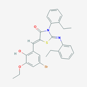 molecular formula C28H27BrN2O3S B333422 5-(5-Bromo-3-ethoxy-2-hydroxybenzylidene)-3-(2-ethylphenyl)-2-[(2-ethylphenyl)imino]-1,3-thiazolidin-4-one 