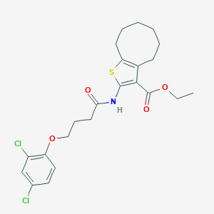 molecular formula C23H27Cl2NO4S B333427 Ethyl 2-{[4-(2,4-dichlorophenoxy)butanoyl]amino}-4,5,6,7,8,9-hexahydrocycloocta[b]thiophene-3-carboxylate 