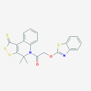 molecular formula C21H16N2O2S4 B333428 5-[(1,3-benzothiazol-2-yloxy)acetyl]-4,4-dimethyl-4,5-dihydro-1H-[1,2]dithiolo[3,4-c]quinoline-1-thione 