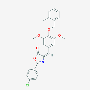 molecular formula C26H22ClNO5 B333433 2-(4-chlorophenyl)-4-{3,5-dimethoxy-4-[(2-methylbenzyl)oxy]benzylidene}-1,3-oxazol-5(4H)-one 