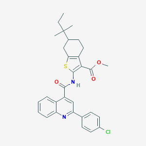 molecular formula C31H31ClN2O3S B333437 Methyl 2-({[2-(4-chlorophenyl)-4-quinolinyl]carbonyl}amino)-6-tert-pentyl-4,5,6,7-tetrahydro-1-benzothiophene-3-carboxylate 