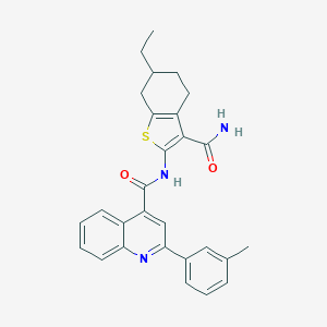 molecular formula C28H27N3O2S B333438 N-(3-carbamoyl-6-ethyl-4,5,6,7-tetrahydro-1-benzothiophen-2-yl)-2-(3-methylphenyl)quinoline-4-carboxamide 
