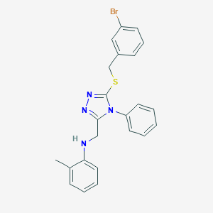molecular formula C23H21BrN4S B333439 N-[[5-[(3-bromophenyl)methylsulfanyl]-4-phenyl-1,2,4-triazol-3-yl]methyl]-2-methylaniline 