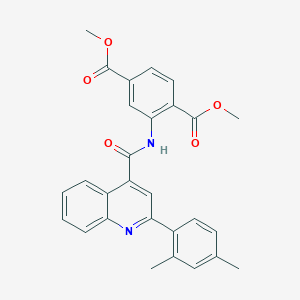 molecular formula C28H24N2O5 B333440 Dimethyl 2-({[2-(2,4-dimethylphenyl)-4-quinolinyl]carbonyl}amino)terephthalate 