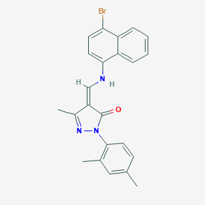 molecular formula C23H20BrN3O B333445 (4Z)-4-[[(4-bromonaphthalen-1-yl)amino]methylidene]-2-(2,4-dimethylphenyl)-5-methylpyrazol-3-one 