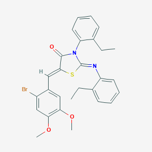 molecular formula C28H27BrN2O3S B333446 5-(2-Bromo-4,5-dimethoxybenzylidene)-3-(2-ethylphenyl)-2-[(2-ethylphenyl)imino]-1,3-thiazolidin-4-one 