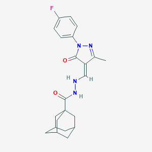 molecular formula C22H25FN4O2 B333447 N'-[(Z)-[1-(4-fluorophenyl)-3-methyl-5-oxopyrazol-4-ylidene]methyl]adamantane-1-carbohydrazide 