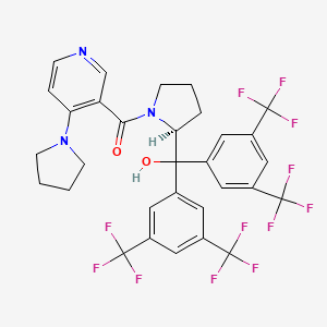 molecular formula C31H25F12N3O2 B3334580 {(2S)-2-{Bis[3,5-bis(trifluoromethyl)phenyl]hydroxymethyl}-1-pyrrolidinyl}[4-(1-pyrrolidinyl)-3-pyridinyl]methanone CAS No. 951008-65-4
