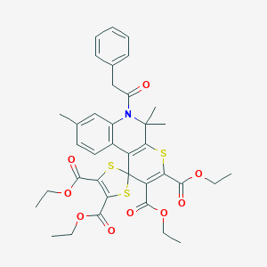 Tetraethyl 5',5',8'-trimethyl-6'-(phenylacetyl)-5',6'-dihydrospiro[1,3-dithiole-2,1'-thiopyrano[2,3-c]quinoline]-2',3',4,5-tetracarboxylate