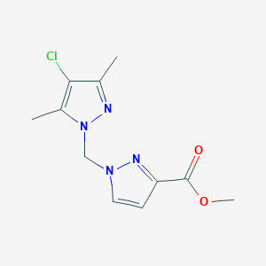 molecular formula C11H13ClN4O2 B3334608 Methyl 1-((4-chloro-3,5-dimethyl-1H-pyrazol-1-yl)methyl)-1H-pyrazole-3-carboxylate CAS No. 1001499-90-6