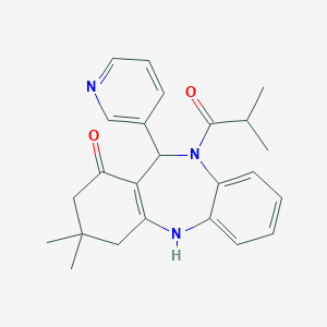 molecular formula C24H27N3O2 B333461 9,9-Dimethyl-5-(2-methylpropanoyl)-6-(3-pyridyl)-6,8,10,11-tetrahydrobenzo[b][1,4]benzodiazepin-7-one 