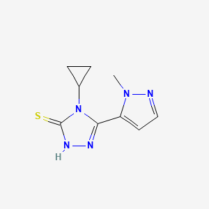 molecular formula C9H11N5S B3334625 4-cyclopropyl-5-(1-methyl-1H-pyrazol-5-yl)-4H-1,2,4-triazole-3-thiol CAS No. 1001500-08-8