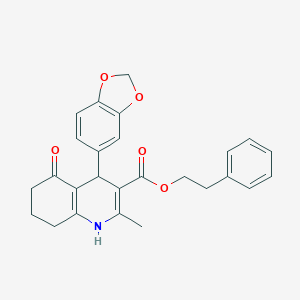 molecular formula C26H25NO5 B333463 2-Phenylethyl 4-(1,3-benzodioxol-5-yl)-2-methyl-5-oxo-1,4,5,6,7,8-hexahydroquinoline-3-carboxylate 