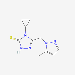 molecular formula C10H13N5S B3334633 4-Cyclopropyl-5-((5-methyl-1H-pyrazol-1-yl)methyl)-4H-1,2,4-triazole-3-thiol CAS No. 1001500-09-9