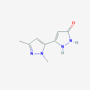 molecular formula C8H10N4O B3334651 2',5'-dimethyl-1H,2'H-3,3'-bipyrazol-5-ol CAS No. 1001500-33-9