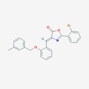 molecular formula C24H18BrNO3 B333467 2-(2-bromophenyl)-4-{2-[(3-methylbenzyl)oxy]benzylidene}-1,3-oxazol-5(4H)-one 