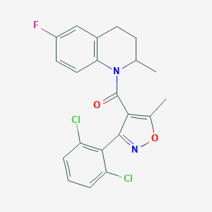 molecular formula C21H17Cl2FN2O2 B333468 1-{[3-(2,6-Dichlorophenyl)-5-methyl-4-isoxazolyl]carbonyl}-6-fluoro-2-methyl-1,2,3,4-tetrahydroquinoline 