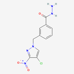 molecular formula C11H10ClN5O3 B3334725 3-((4-Chloro-3-nitro-1H-pyrazol-1-yl)methyl)benzohydrazide CAS No. 1001757-43-2