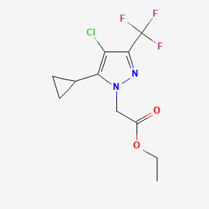 molecular formula C11H12ClF3N2O2 B3334734 ethyl [4-chloro-5-cyclopropyl-3-(trifluoromethyl)-1H-pyrazol-1-yl]acetate CAS No. 1002033-65-9